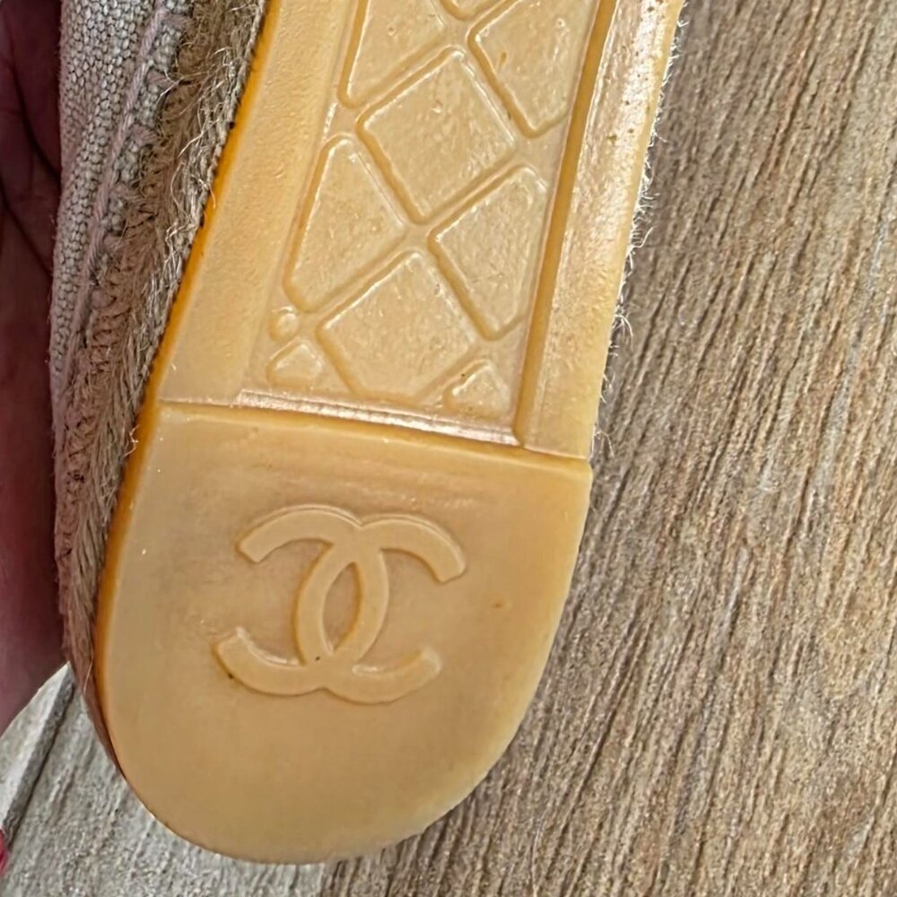 CHANEL Espadrilles Black-White Denim Slip-on Shoes Eur. 39 - Picture 11 of 16